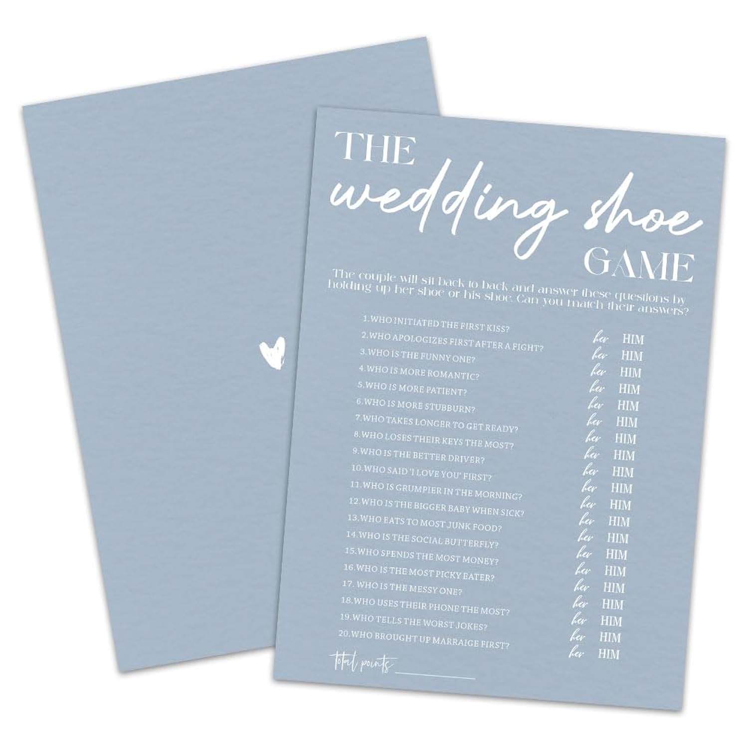 Wedding Shoe Game Bridal Shower Games - 30 Pcs Blue Wedding Game Cards - Newlyweds Games, Engagement, Mr & Mrs, Bridal Shower Party Favor & Decorations - A05