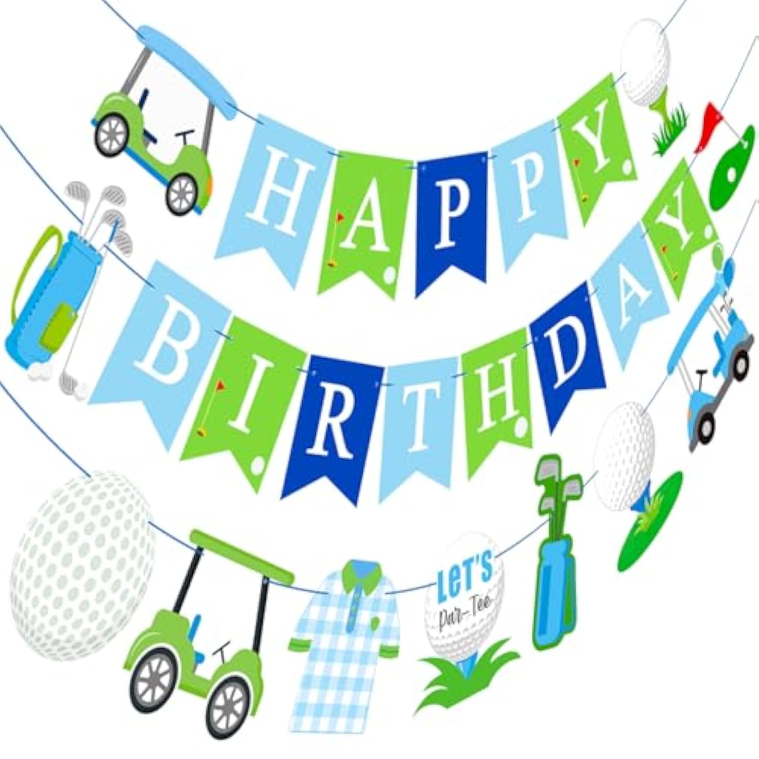 Golf Birthday Party Decorations 3Pcs Golf Happy Birthday Banners Let‘S Par-Tee Banner Decorations Golf Themed Birthday Party Supplies For Golf Sports Baby Shower Supplies