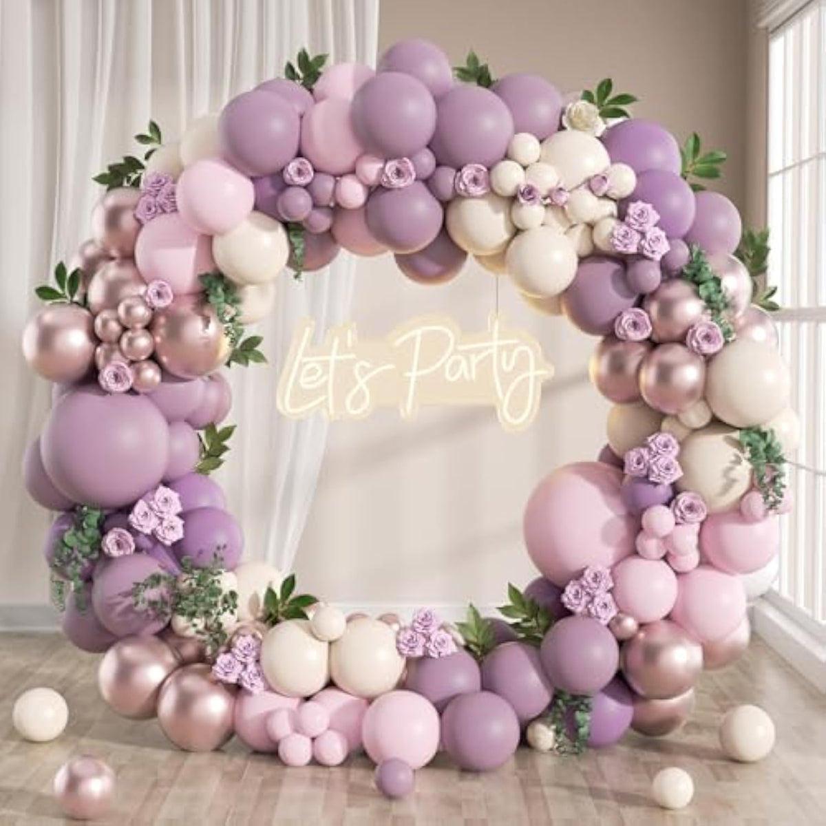 Purple Pink Balloon Arch Kit: Rose Gold Party Decor