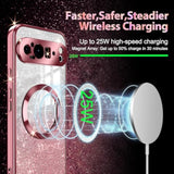 MagSafe-Compatible Google Pixel 9 Pro XL Case, Glitter Sparkle Shockproof, Rose Gold