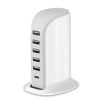 40W Charging Station, 5-Port USB Hub with Type-C for iPhone, iPad