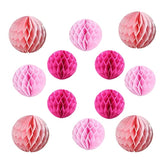 12Pcs-6Inch,8Inch,10Inch Pom Poms Tissue Paper Honeycomb Balls Flower Ball Wall Decor Pom Poms Decoration For Birthday Party Wedding (12Pcs-6In,8In,10In, Pink Set)