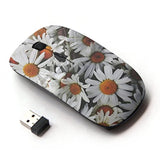 [ Optical 2.4G Wireless Mouse ] Daisies Flowers Sun Field Vintage