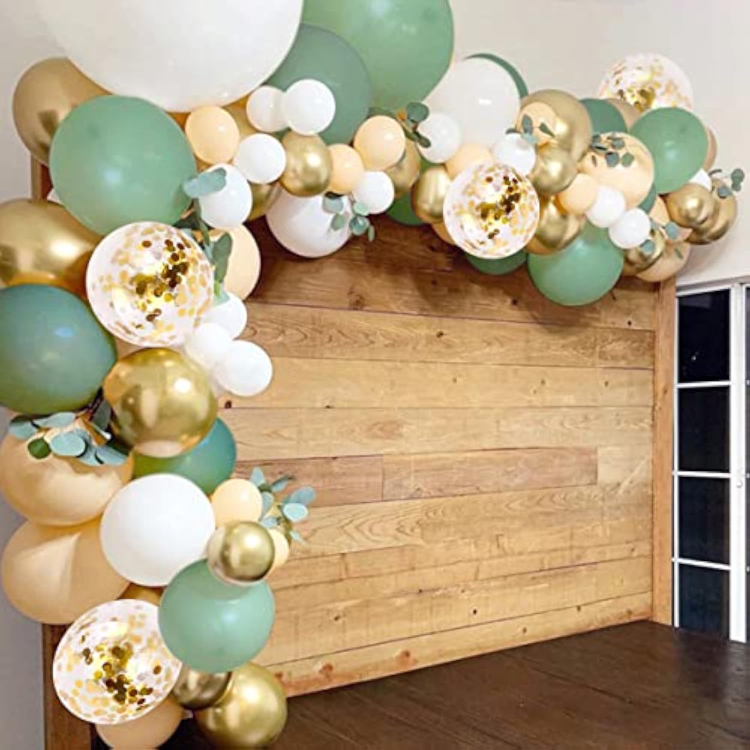 Sage Green White Gold Balloons, 50 Pcs Sage Green Blush Gold Confetti Latex Balloon For Birthday Baby Shower Wedding Bridal Shower Eucalyptus Party Decorations…