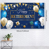 Retirement Party Decoration, 73x43'' Retirement Banner, Blue Gold