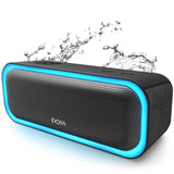DOSS SoundBox Pro Bluetooth Speaker with 20W Stereo Sound, Active Extra Bass, 20H Playtime, IPX6 Waterproof, TWS Pairing, Multi-Colors Lights, Portable for Hiking, Camping, Beach, Outdoor, Party-Black