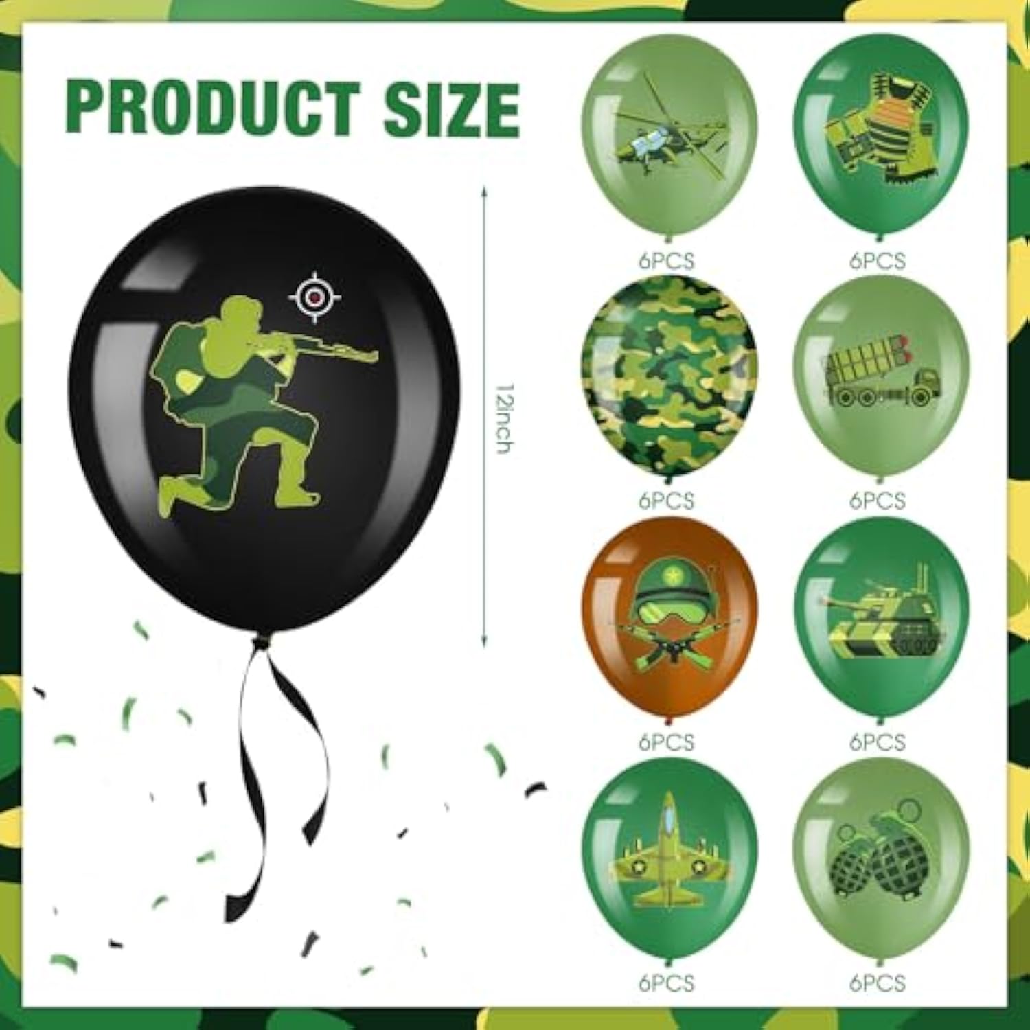 54 Pcs Army Balloons Camo Birthday Party Decorations Army Green Balloons Military Theme Decoration For Adult Veteran Soldier Military Birthday Party Decor