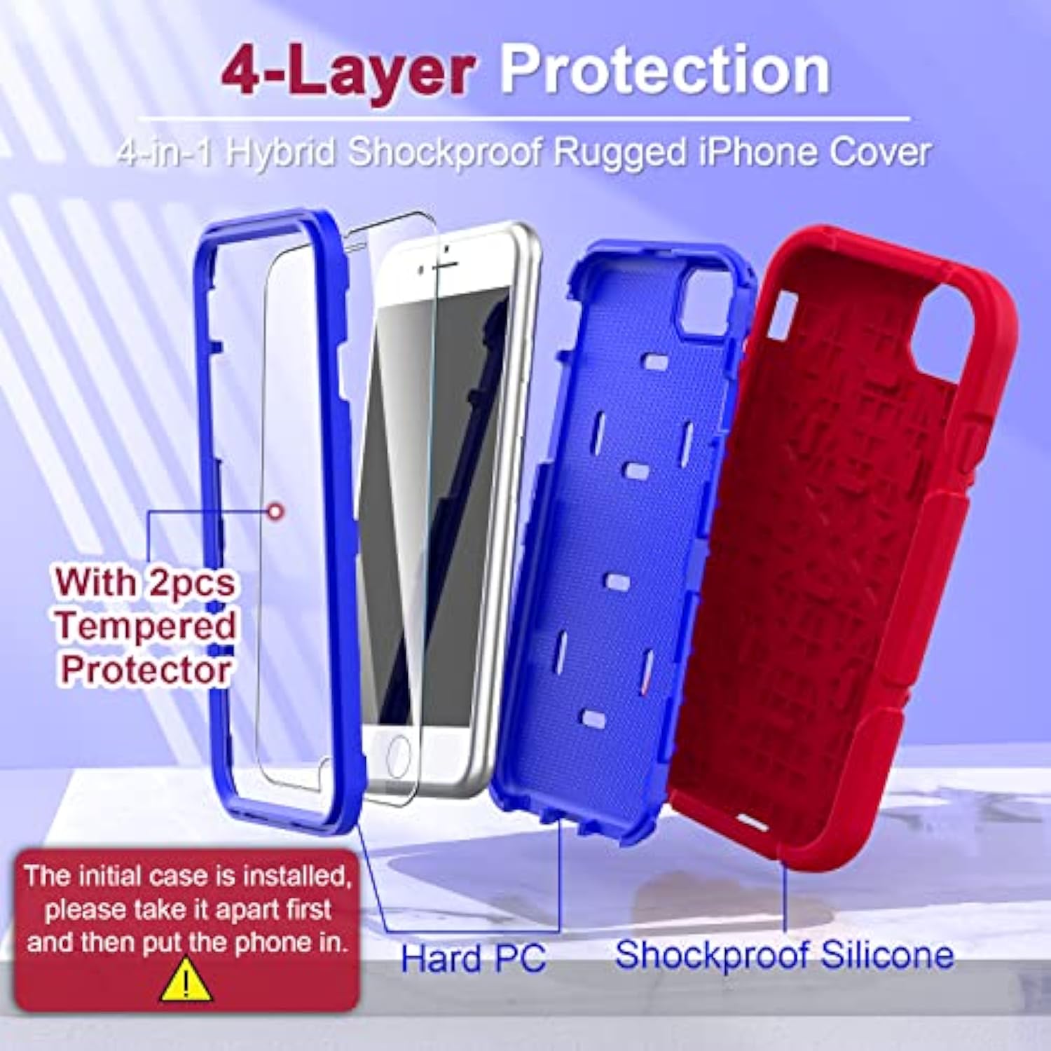 For Se 2022/2020 Case, For 8/7 / 6 / 6S With [2Pack] Tempered Glass Screen Protector, Heavy Duty Shockproof Protective Se 3Rd/2Nd Generation Cover 4.7" For Kids Boys