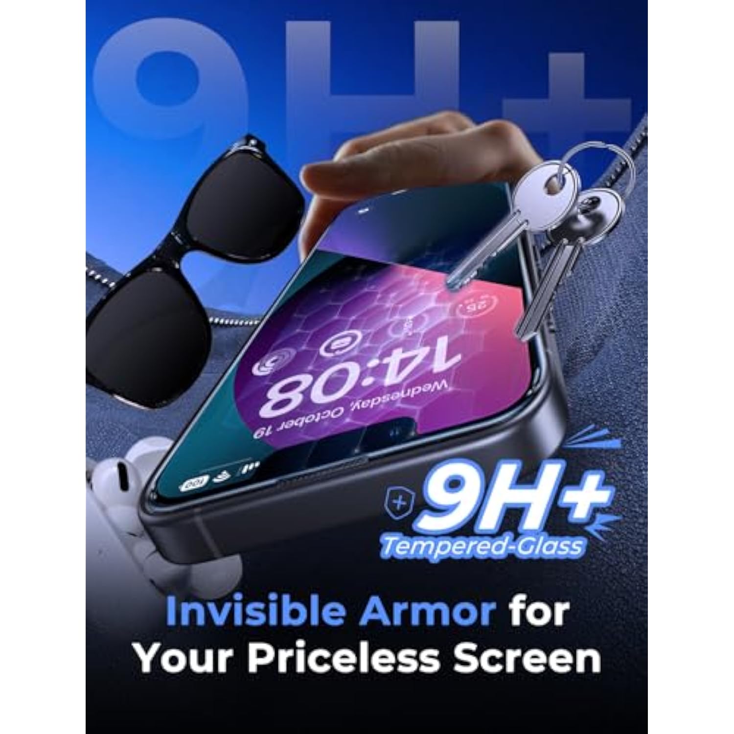 2 Pack For 13/14& 13 Pro 6.1 Inch Tempered Glass Screen Protector, Auto Dust-Elimination, Bubble Free, Hd Clear, Easy Installation