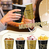 50 Pcs 12 Oz Happy New Year Disposable Plastic Cups Black Gold Drinking Cups New Year Party Supplies For Holiday Christmas