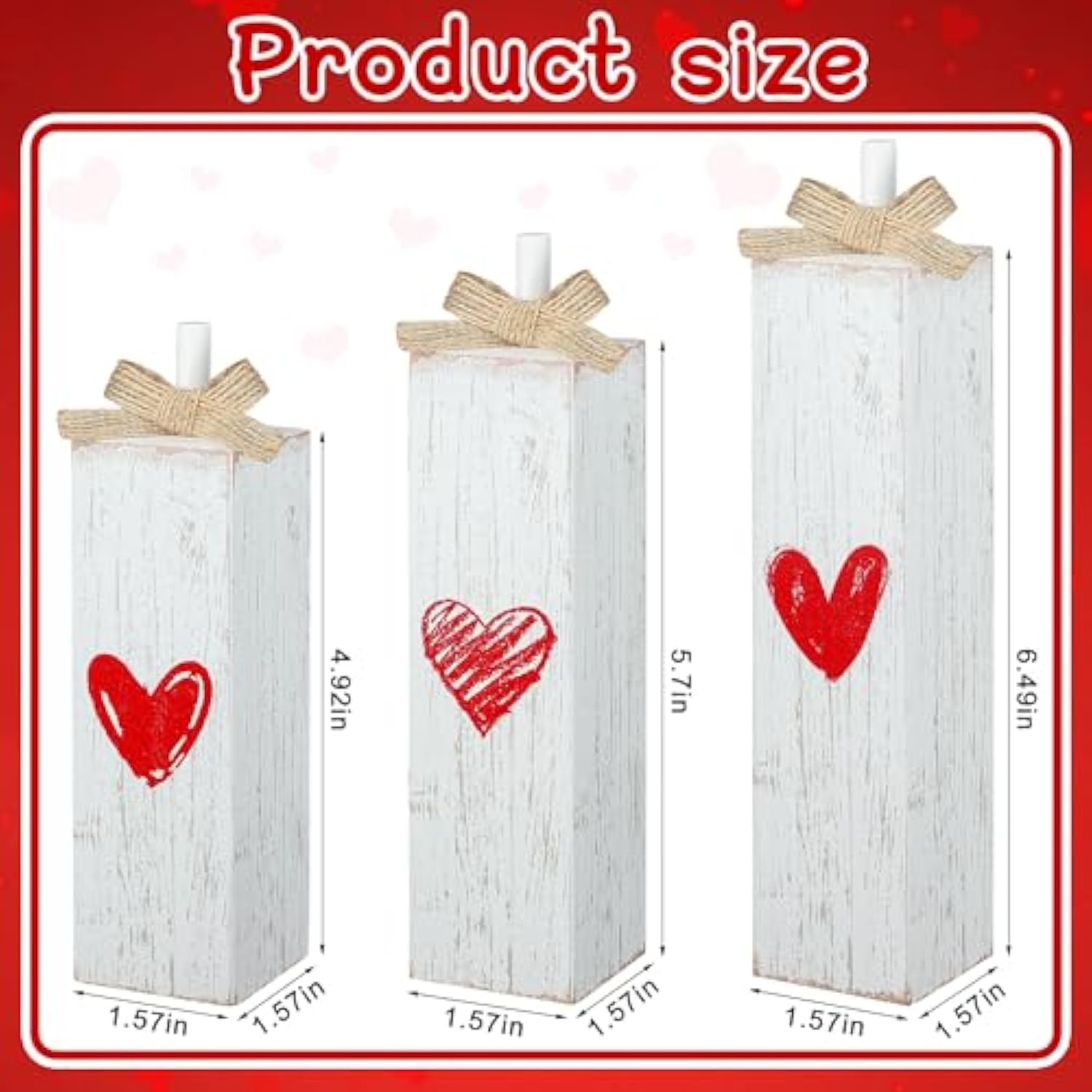 Valentine'S Day Table Block Valentine Tiered Tray Decor Wooden Table Centerpiece Block Signs Farmhouse Valentines Day Tabletop Sign For Valentine'S Day Wedding Anniversary Party Table Decor, 3 Pcs