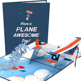 Happy Birthday Pop-Up Card For Her, Him, Girls, Boys - 3D Greeting Cards - Plane Awesome Day - 5" X 7" - Blank Notecard & Envelope Included