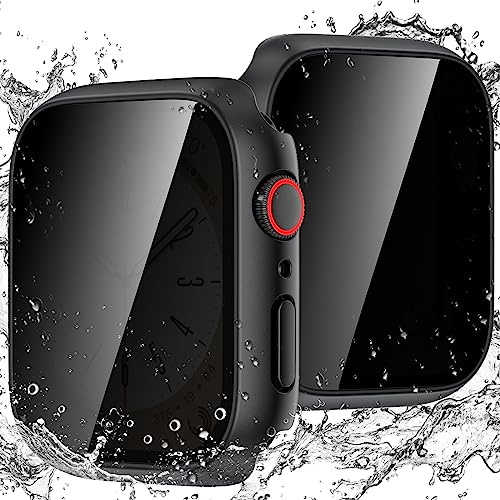 Waterproof Privacy Case for Apple Watch Screen Protector, Anti-Spy Tempered Glass Film iWatch Cover Hard PC Case Bumper for Apple Watch Series 11/10,