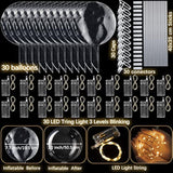 30-Pack LED Bobo Balloons with Warm String Lights Clear Glow Party Decor