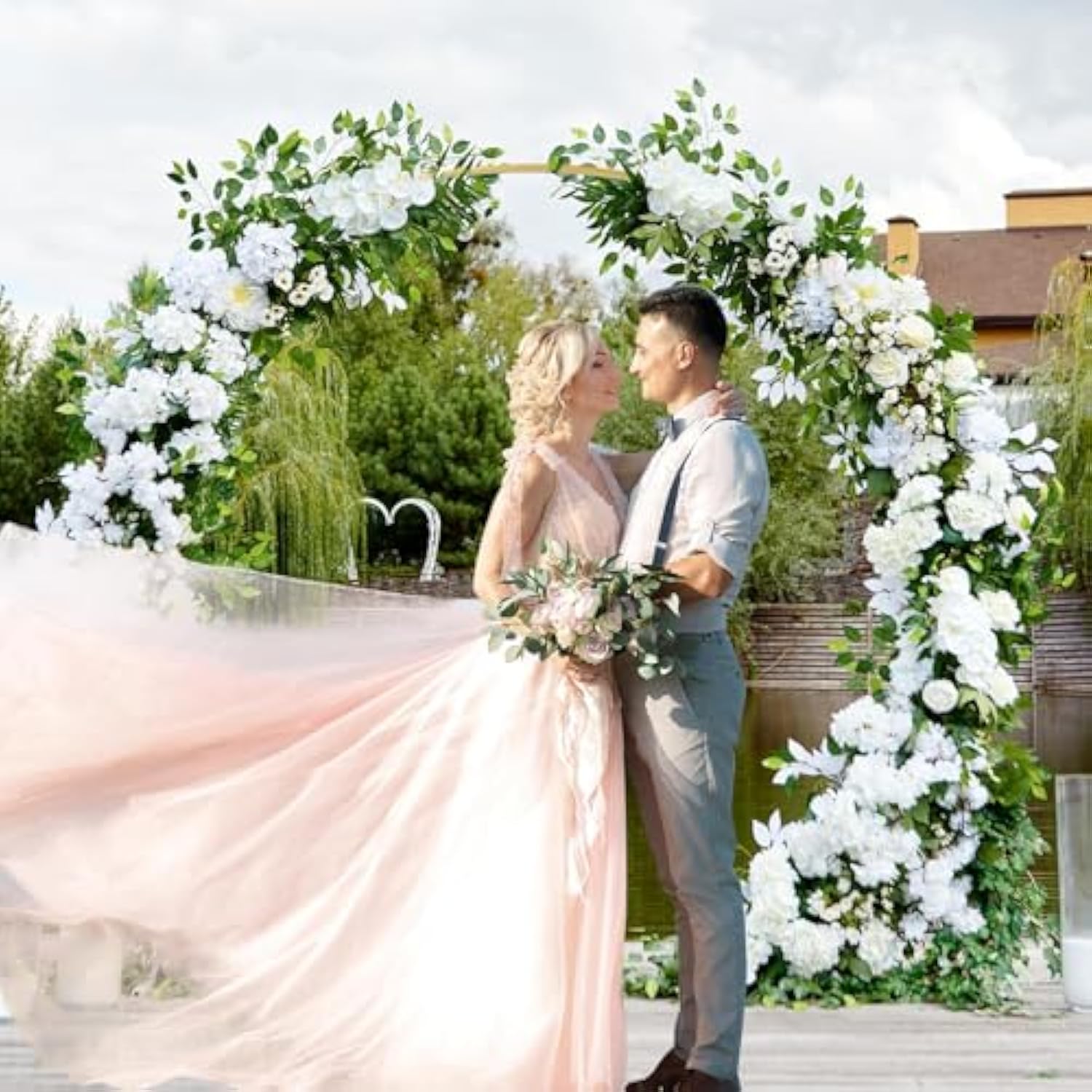 Round Backdrop Stand, Arch Backdrop Stand Metal Balloon Arch Stand Wedding Arch Photo Background: For Wedding Baby Shower Birthday Party Supplies Decorations