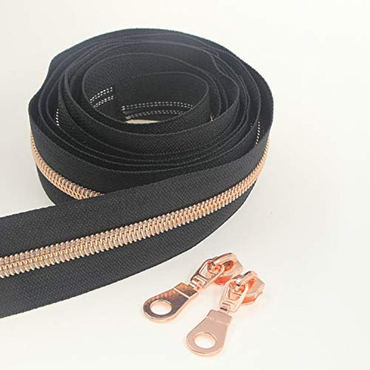 50Pcs #5 Rose Gold Pulls For Nylon Coil Zippers Metal Zipper Sliders F