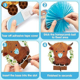 12Pcs Greenery Highland Cow Honeycomb Centerpieces Blue Highland Cattl