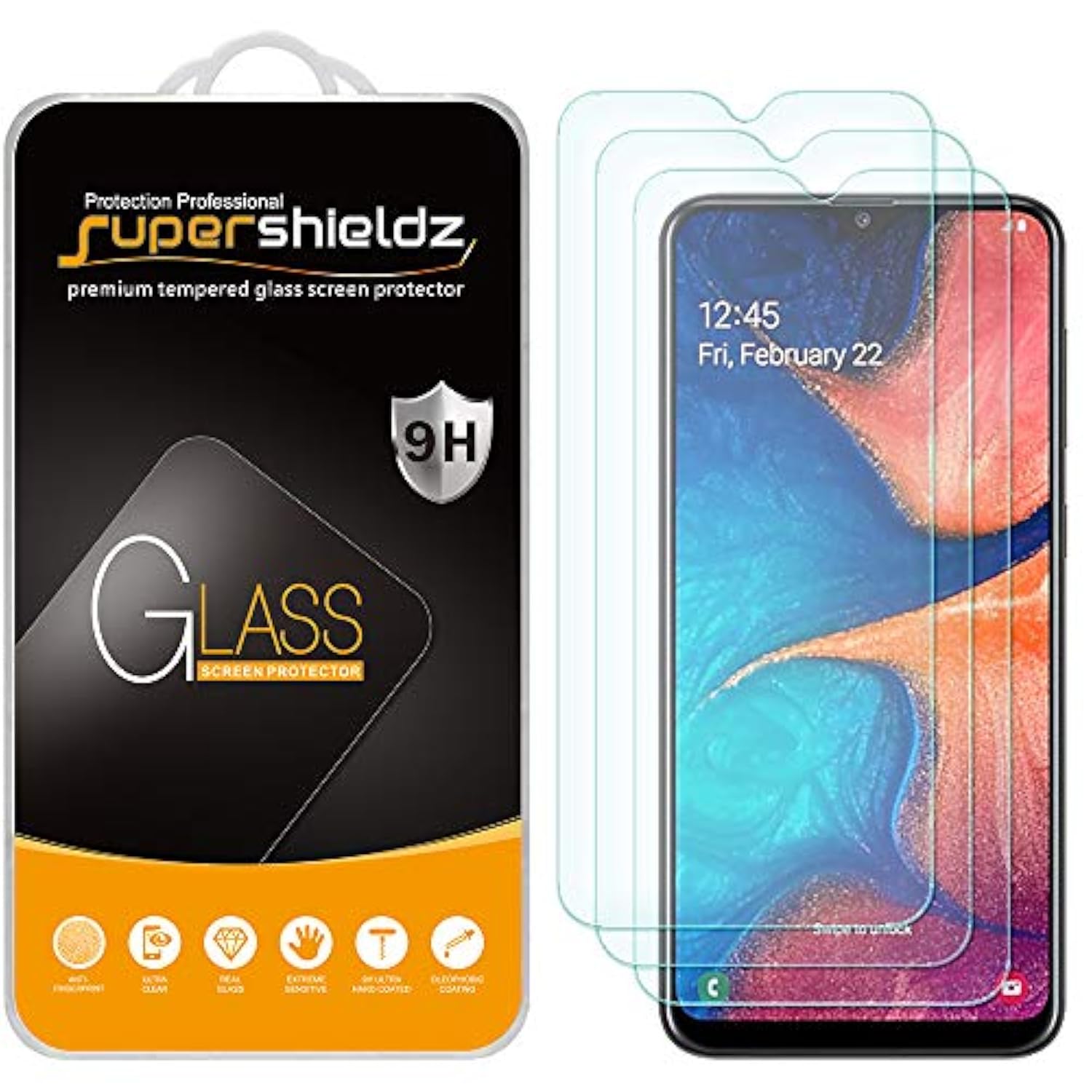 (3 Pack) Designed For Samsung Galaxy A20 Tempered Glass Screen Protector, Anti Scratch, Bubble Free