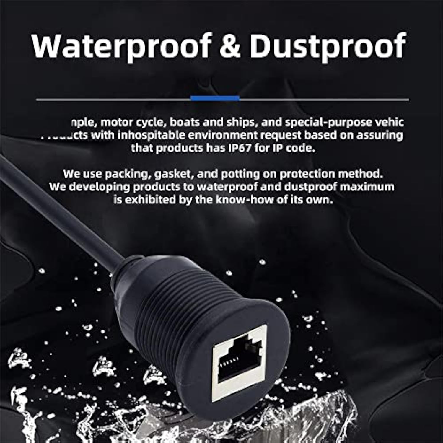1M Waterproof Dustproof Screw Locking Cat6 Rj45 Male To Female Lan Ethernet Ne