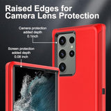 For Samsung Galaxy S22 Ultra Case, Military Grade Shockproof/Drop Proof/Dust Proof Case With 2Pcs Self Healing Flexible Tpu Screen Protector & Camera Lens Protector (Red/Black)