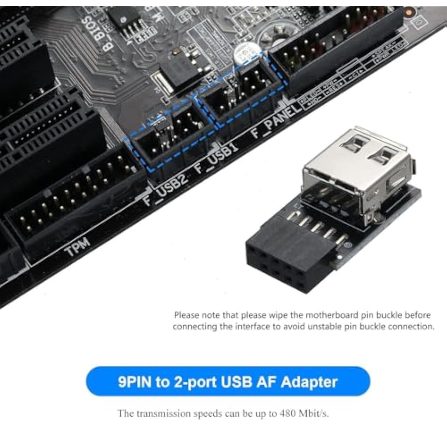 Usb 2.0 9Pin/10Pin Front Panel Header Usb 9Pin To Type A Adapter