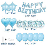 27pcs Light Blue Birthday Decorations Set – 3D Letter Banner & Foil Balloons