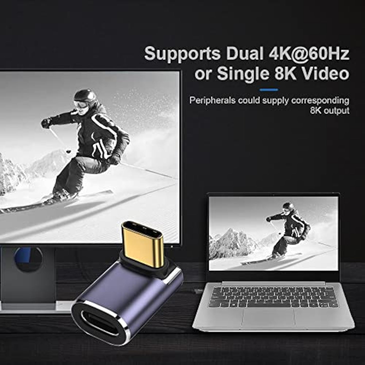 40Gbps Usb4 Type C Male To Female 90 Degree Up Down Angled 100W Power Data 8K