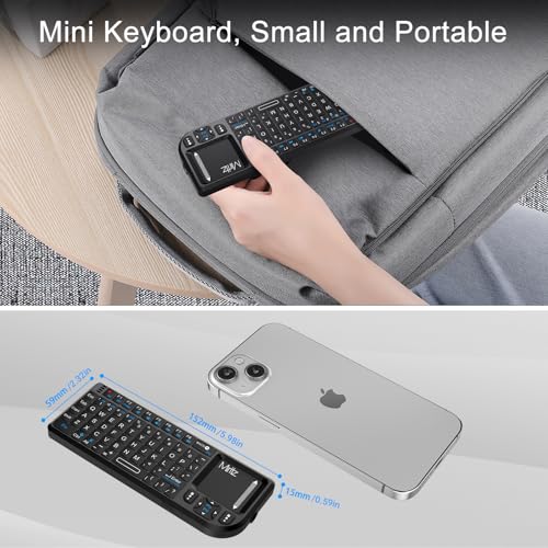 Mini Keyboard With Touchpad, Bluetooth &2.4G Dual Mode & Backlit, Usb-C Rechargeable, Compatible With Ipad, Mac, Windows, Android - Ultra-Thin Portable For Travel, Office, Home - Black