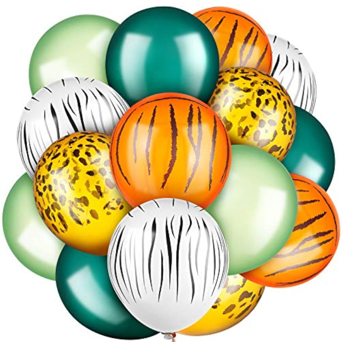 24 Jungle Animal Print Balloons – 12" Safari Party Decorations in Fresh, Wild-Themed Colors