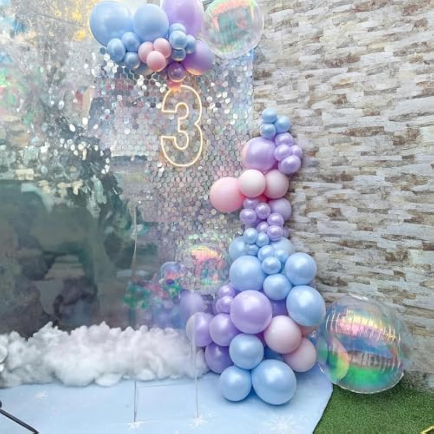 60Pcs Pink Purple Blue Balloons for  Birthday & Baby Shower Decoration