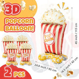2 Pack 4Ft Giant Standing Popcorn Balloons 3D Circus Carnival Foil Popcorn Balloons For Movie, Circus Carnival Theme Birthday Baby Shower Back To School Cannes Party Decorations