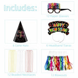 48pcs 2026 New Year Party Decorations Hats Tiaras Blowouts Necklaces