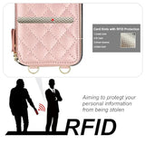 Crossbody Wallet Case For Iphone 15 Pro Max, Rfid Blocking Pu Leather Zipper Handbag Purse Flip Cover, Kickstand Folio Case With Card Slots Holder Wrist Strap Lanyard 5G 6.7 Inch (Rose Gold)