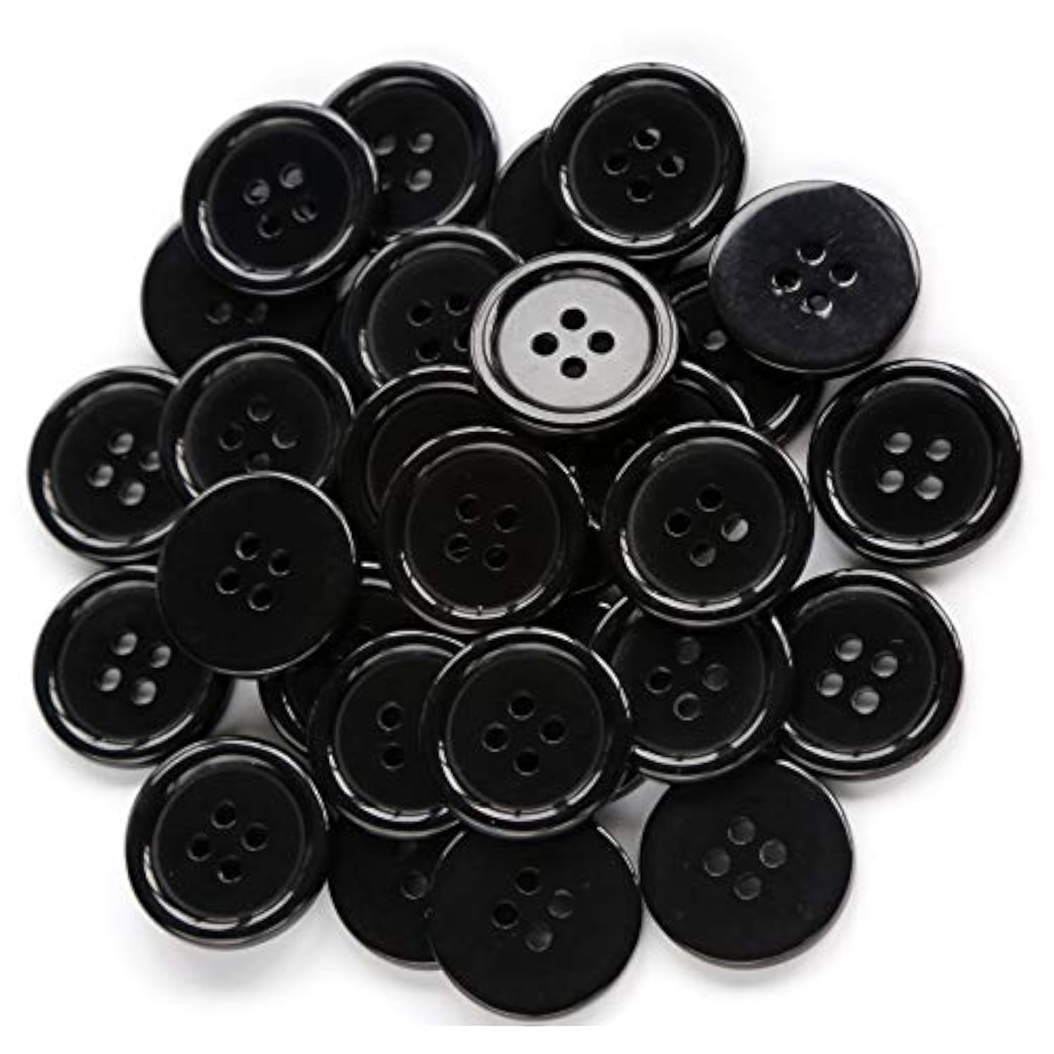 23/32 Inch (17.50Mm) Black Color Resin Buttons Sewing Flatback Buttons