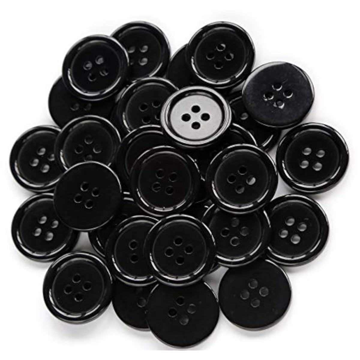 23/32 Inch (17.50Mm) Black Color Resin Buttons Sewing Flatback Buttons