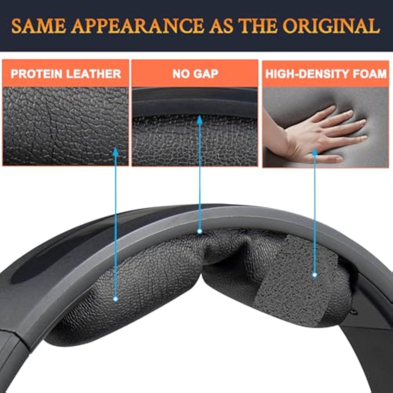 Headband Cover For Skullcandy Hesh 3/Anc/Evo Headphones, Replacement Headstrap Pad Repair Part With Added Thickness - Black