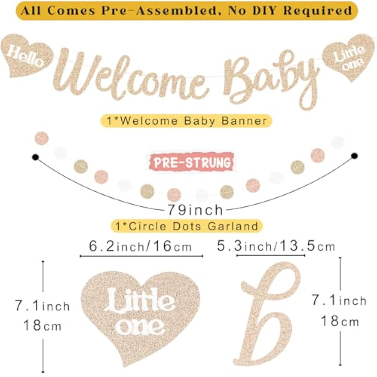 24-Pc Boho Baby Shower Décor Set for Girls with Banner & Hanging Accents
