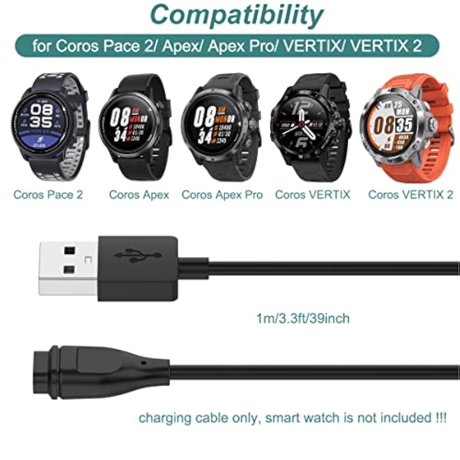 Charger For Coros Pace 2, Apex, Apex Pro, Vertix, Vertix 2, Replacement Chargi