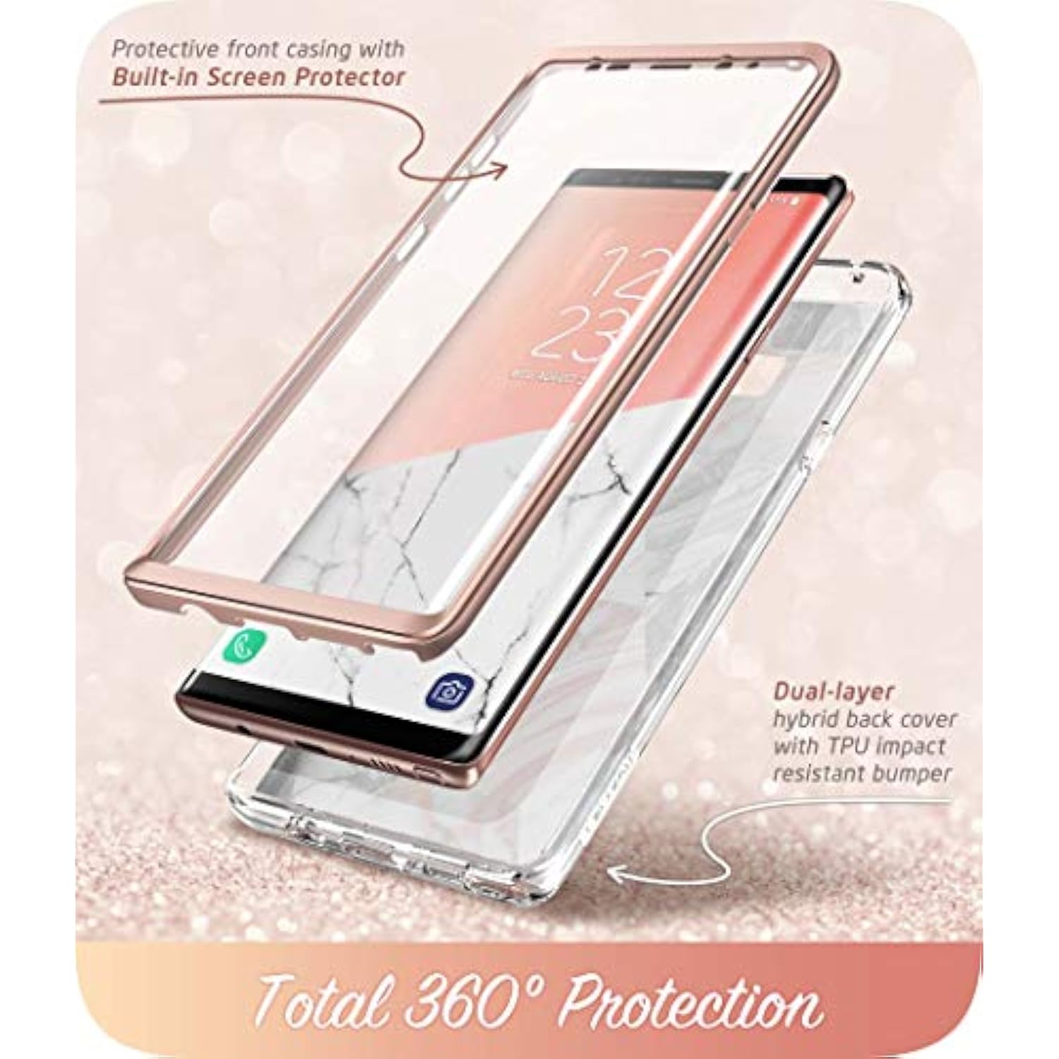 i-Blason Cosmo Full-Body Bumper Protective Case for Galaxy Note 9 2018 Release, Marble
