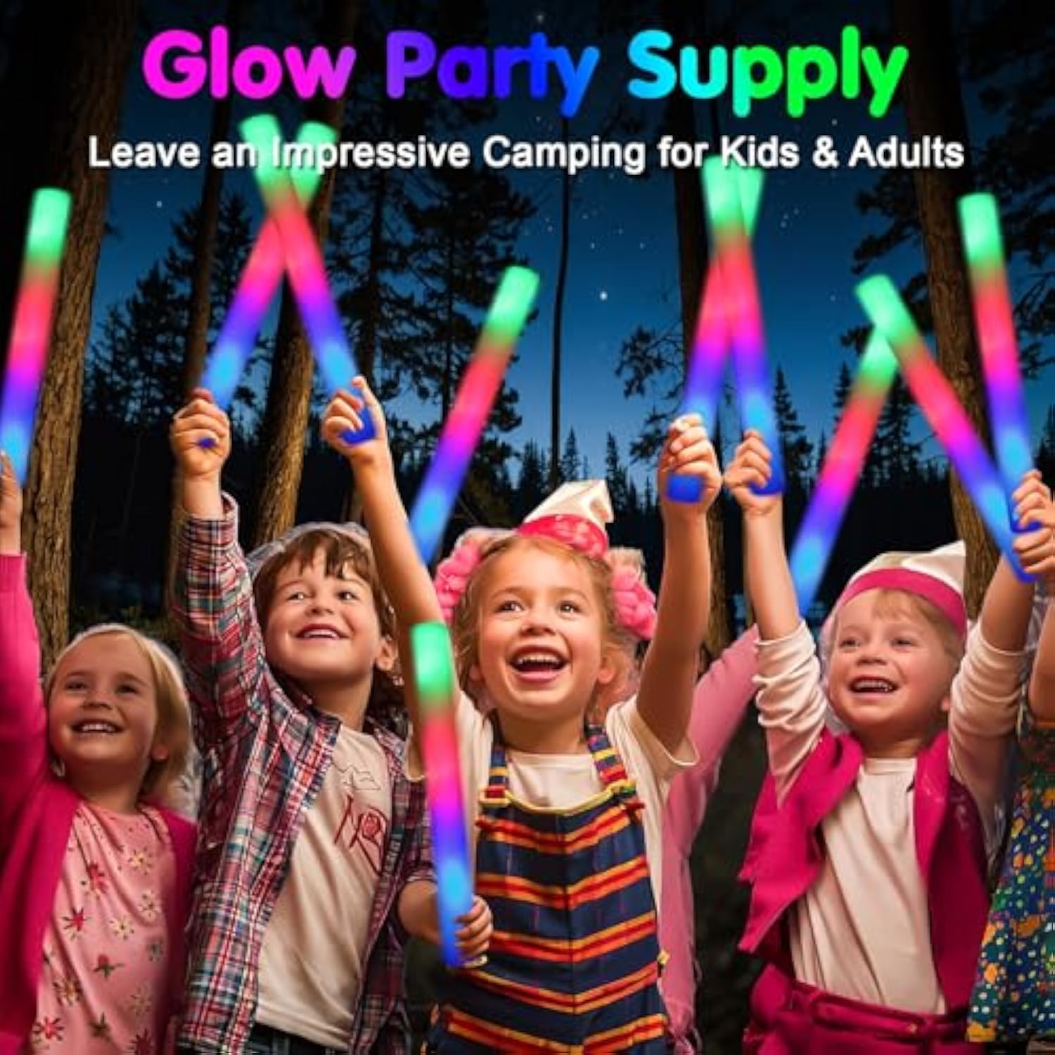 112Pc LED Foam Glow Sticks 3-Mode Flashing Party Supplies Bulk Pack