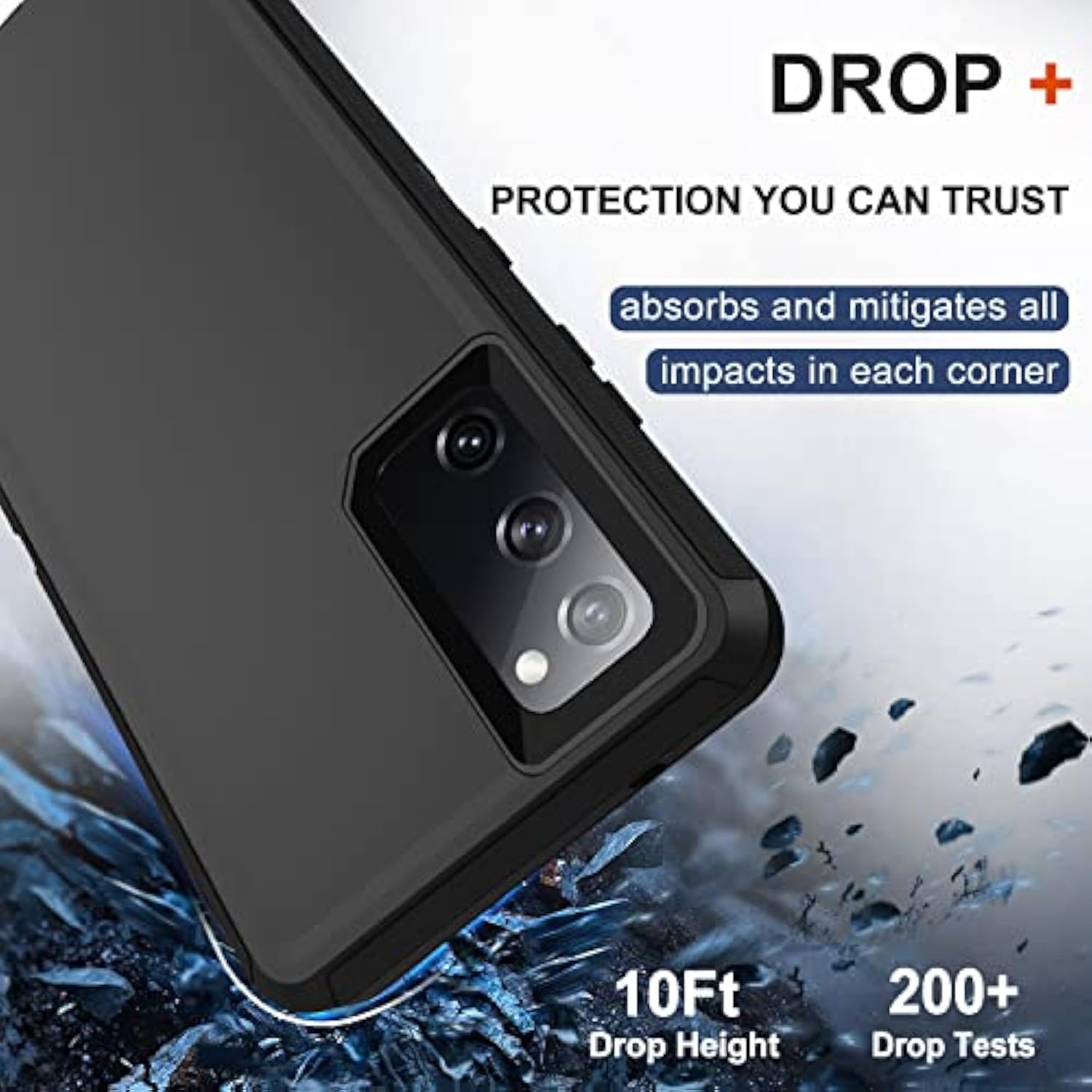 For Samsung Galaxy S20 Fe 5G Case With Belt Clip Holster, 2X Screen Protector, Heavy Duty Military Grade Full Body Shockproof Rugged Protective Cover For Samsung S20 Fe Black