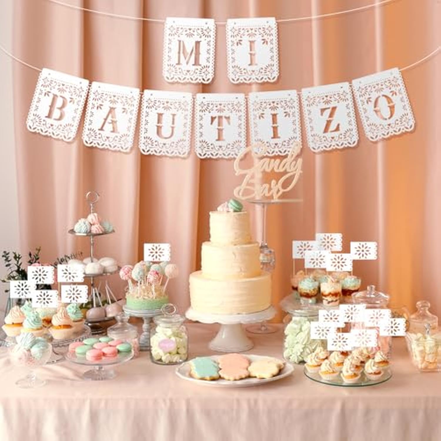 Mi Bautizo Banner & Cake Toppers, Religious Baptism & First Communion Party Kit