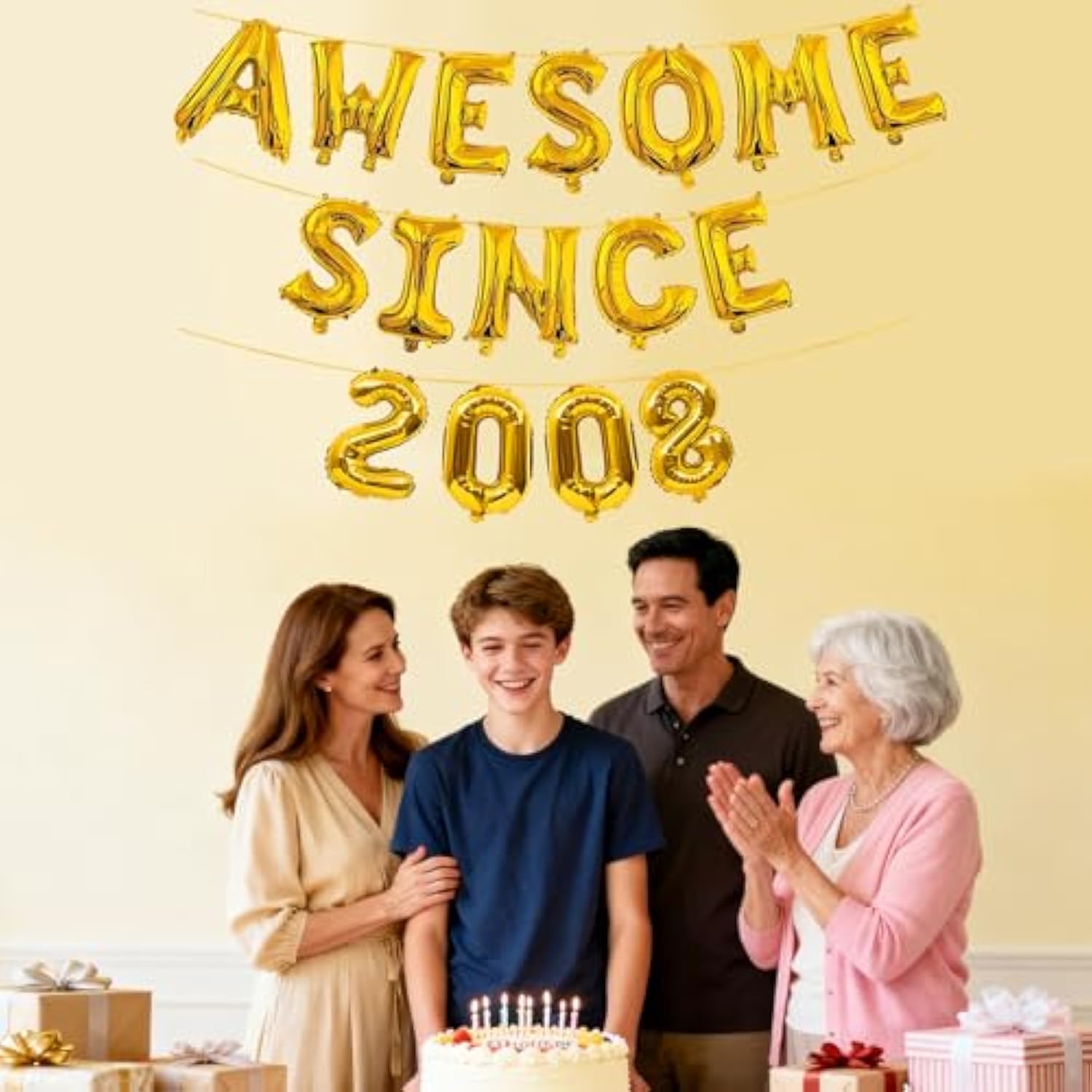 18Th Birthday Decorations For Boys/Girls, Birthday Balloons Banner (Golden) - 16" Large Inflatable Letters, 900" Ribbon & Two Threading Needles Diy Kit (18)