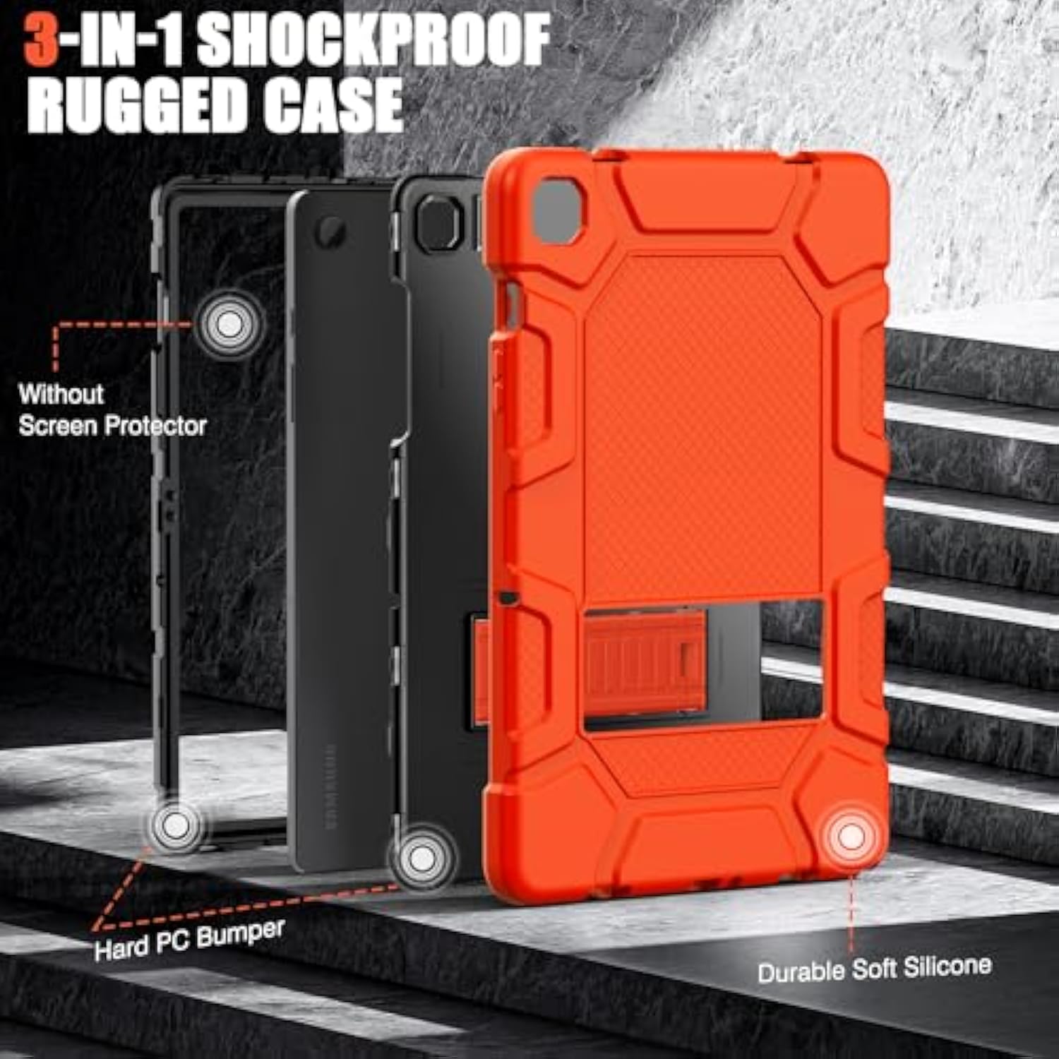 Case For Samsung Galaxy Tab A9+/A9 Plus 11” 2024 Model (Smx210/X216/X218), Heavy Duty Shockproof Rugged High Impact Protective Case, Orange