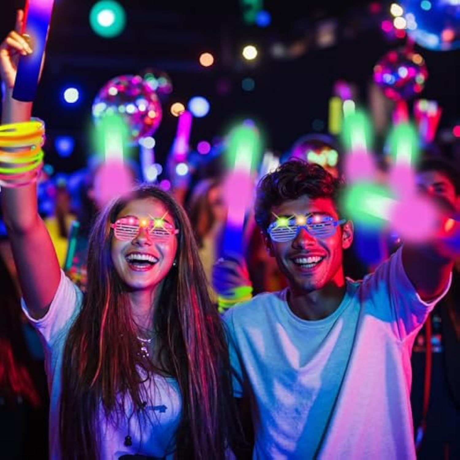 136-Piece Glow Party Supplies Kit: 24 Foam Glow Sticks, 12 Led Glasses & 100 Glow Sticks For Weddings, Raves, Concerts - Bulk Light Up Party Accessories.