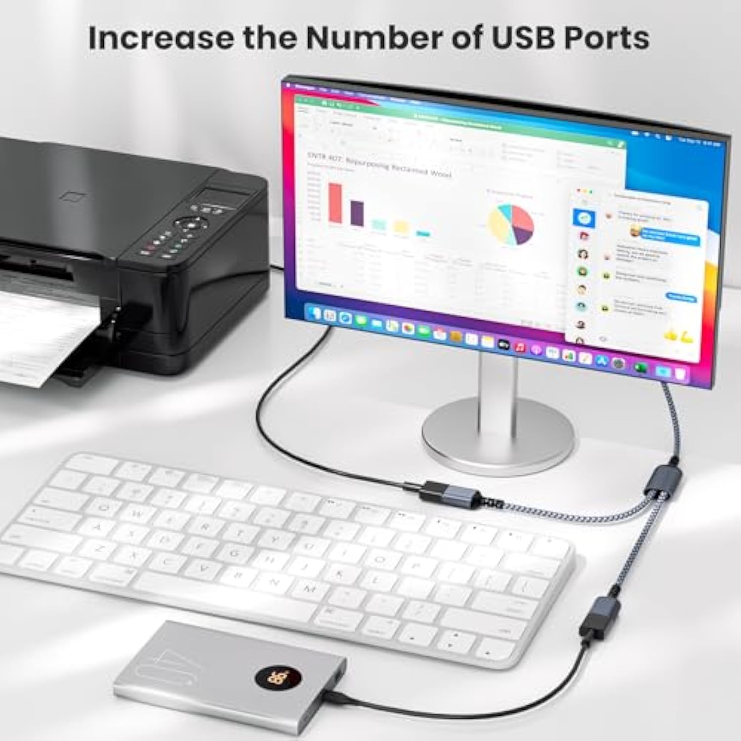 Usb Splitter Y Cable 1Ft,Usb A 1 Male To 2 Female Extension Cord Converter,Dua