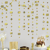 Gold 60th Birthday Garland – Metallic Stars & Dot Streamer for Anniversary Party"
