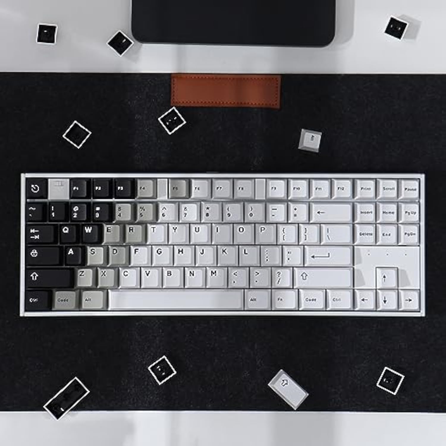 Black White Gradient Keycaps Set Cherry Profile Doubleshot Custom Keycaps 121
