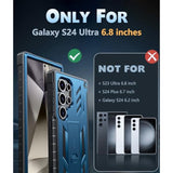 For Samsung Galaxy S24-Ultra Case: Military Grade Drop Proof Protection Cases With Kickstand | Shockproof Rugged Hard Phonecase Heavy Duty Matte Textured Protective Cover - 6.8 Inch Blue