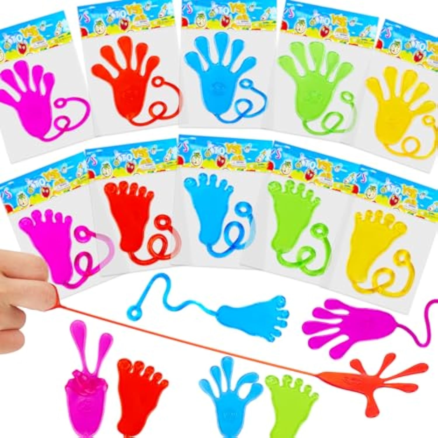 24Pcs Sticky Hands Feet For Kid Party Favor Easter Egg Filler Goodie Bag Stuffer Treasure Box Toy Classroom Prize Student Return Gift Bag Stuff Bulk Toy Pinata Filler Small Favor Slap Hand Supplies
